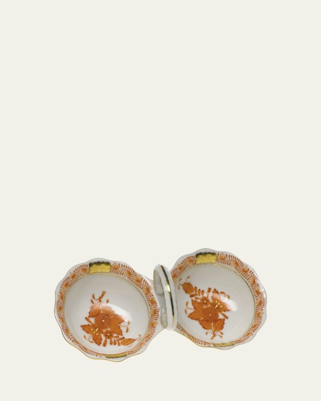 Chinese Bouquet Rust Twin Salt Dish